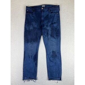 Mother The Mid Rise Dazzler Ankle Step Fray Jeans Womens 33 Blue‎ Ropin N Ridin